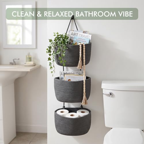 Wall Hanging Rope Baskets 3-Tier Boho Organizers - Image 6