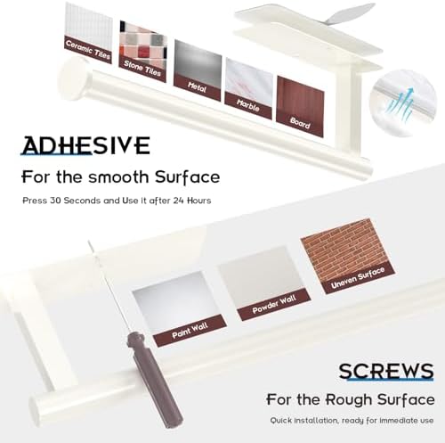 ASTOFLI Paper Towel Holder Under Cabinet No Drilling, Self Adhesive Paper Towel - Image 3