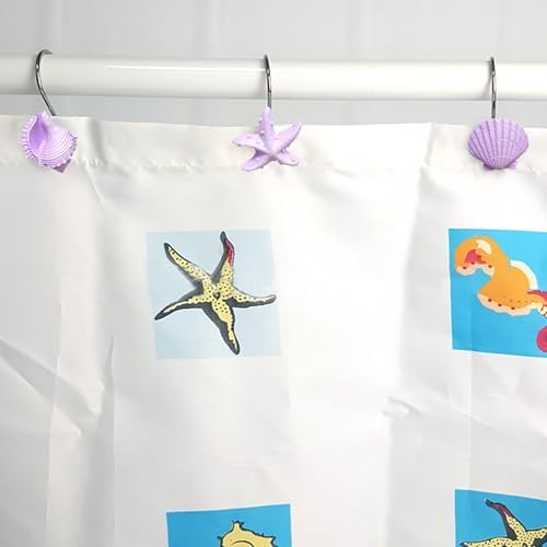 Seashell Shower Curtain Hooks 12pcs Beach Shower Curtain Rings Bath Shower - Image 3