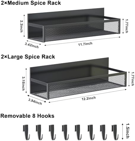Aufworld Magnetic Spice Rack for Refrigerator, 4 Pack Magnetic Shelf, Fridge - Image 2
