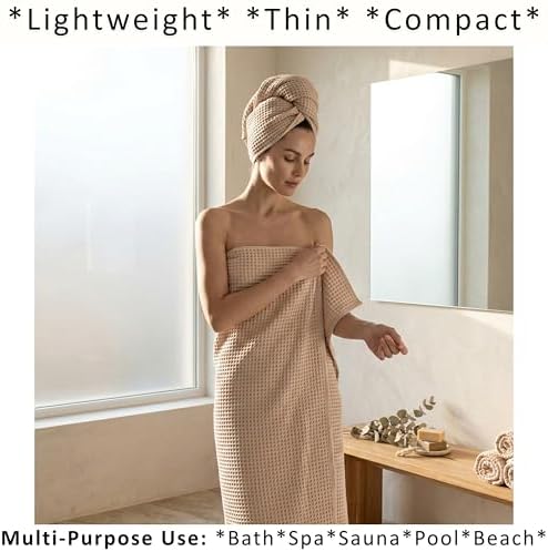 PÜSKÜL Natural 100% Turkish Cotton Waffle Bath Towels Set of 2, Extra-Large - Image 2