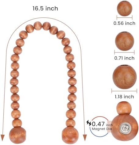 KLOGTSIND Magnetic Curtain Tiebacks, 2 Pack Wood Bead Curtain Holdbacks - Image 3