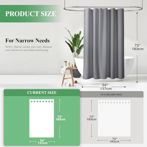 Dynamene Stall Waffle Shower Curtain 256 GSM Heavy Fabric 54x72 Grey/Gray - Image 2