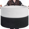 INDRESSME XXXLarge Woven Rope Blanket Basket Living Room White Black by INDRESSME