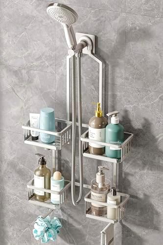 Aluminum Shower Caddy Hanging for Handheld Showerheads, Never Rust Shower by BXINREDA