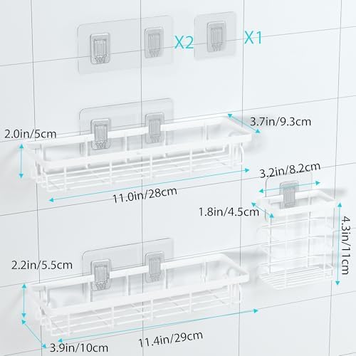 Shower Caddy Organizer with Hooks, Self Adhesive Bathroom Shelves, Shower - Image 2