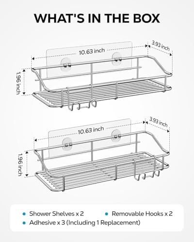 Nieifi Shower Caddy Adhesive, Shower Shelves, Shampoo Holder - Image 6