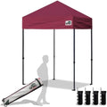 Eurmax USA Standard 5'x5' Patio Pop Up Canopy Tent Commercial Instant Canopies with Heavy Duty Roller Bag,Bonus 4 Sand Weights Bags (Burgundy)