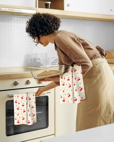 Miss Adola 150GSM Flour Sack Kitchen Towels Set of 2, Bow Cherry - Image 6