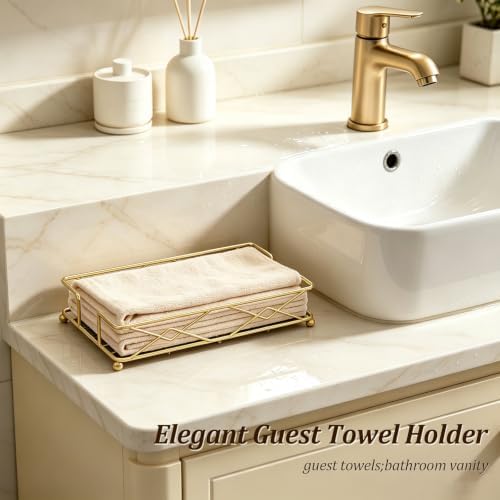 Gold Napkin Basket, Guest Towel Holder & Metal Tray - Image 4