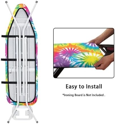 Rainbow Tie-Dye Swirl Steam Ironing Board Replacement Cover, Trippy Style - Image 4