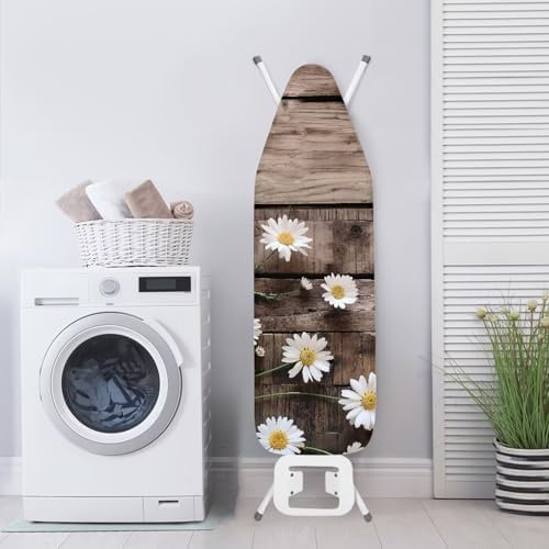 Daisy Flower Wood Grain Brown Ironing Board Cover Soft Table Top Home - Image 3