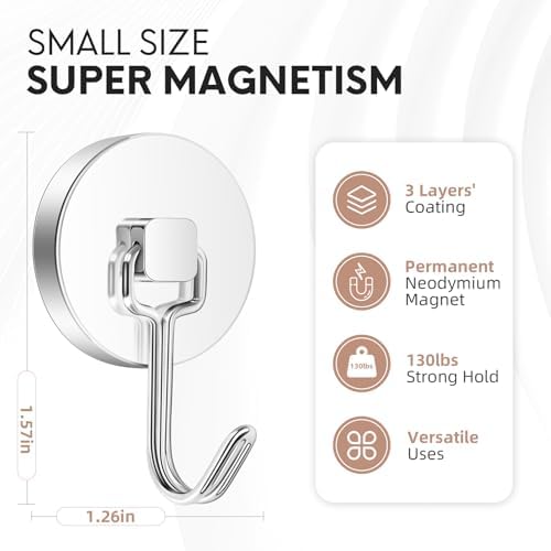 Neosmuk Magnetic Swing Hooks, 130lb Cruise Silver Hooks, 6 Pack - Image 6
