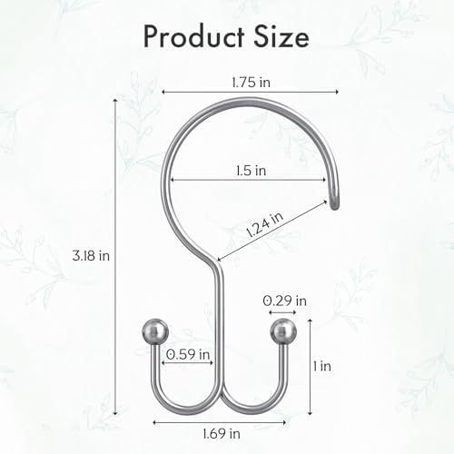Bathway Shower Curtain Hooks Ring Chrome, Rust Proof Metal Shower Hooks - Image 6