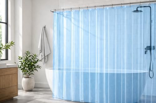 EHZNZIE Clear Blue Shower Curtain Liner 72x72, PEVA Waterproof Bath Curtain - Image 6