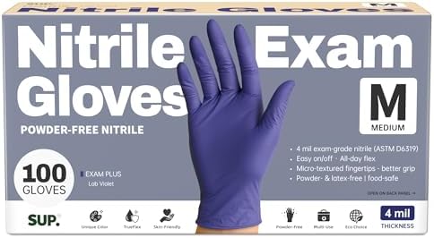 SUP Powder-Free Nitrile Exam Gloves, 100/1000 Ct Food Safe Latex-Free Medical by SUP