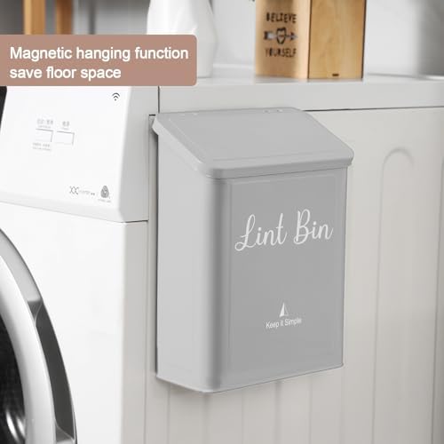 Magnetic Lint Bin for Laundry Room Organization and Storage, Light Grey - Image 3