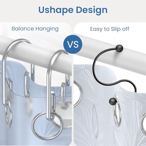 Chrome Shower Curtain Hooks Rings，Double Sided Shower Curtain Hooks Rust - Image 5