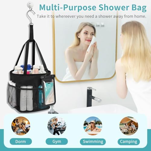 Mesh Shower Caddy Portable for College Dorm Room Essentials, Hanging Shower - Image 4