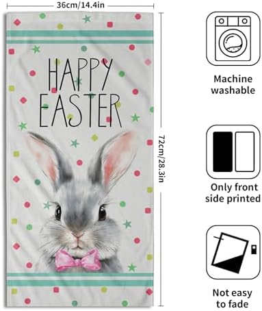 Happy Easter Bath Hand Towels 2 Pack Mr & Mrs. Rabbits Kitchen Tea Dish Towels - Image 2
