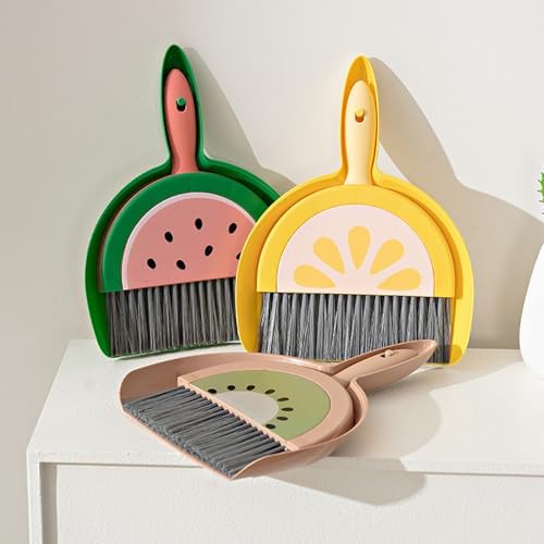 Mini Dustpan and Broom Set Compact Watermelon Lemon Small Hand Dustpan and - Image 3
