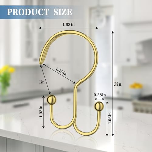 Shower Curtain Hooks, OEH Shower Curtain Rings, Decorative Double Shower Hooks - Image 3