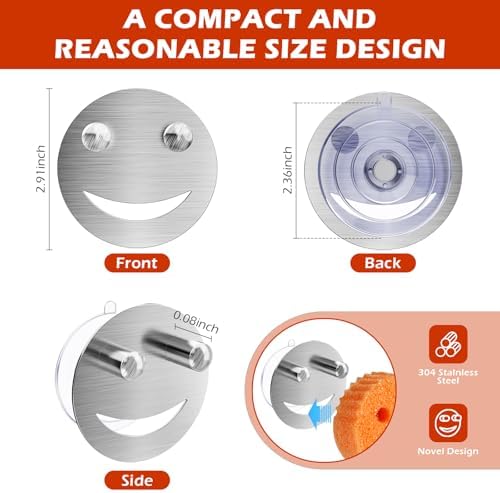 Stainless Steel Smiley Face Sponge Daddy Holder, Sink Caddy Organizer - Image 3