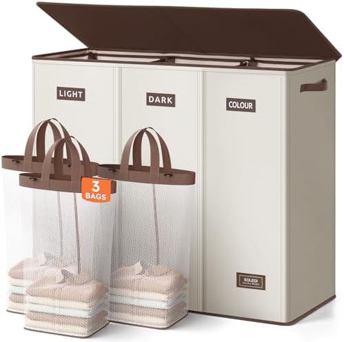 SOLEDI 200L 3-Section Laundry Hamper by SOLEDI