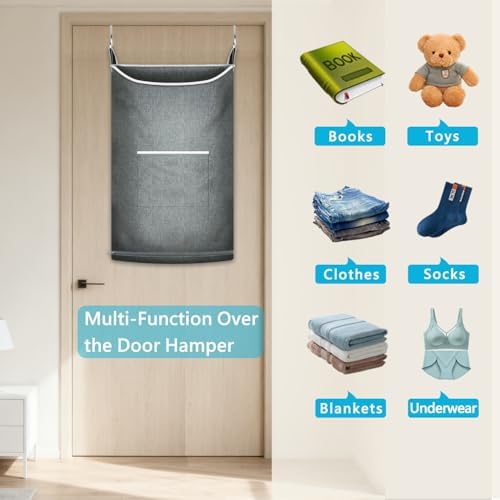 2Pcs XL Hanging Laundry Hamper, Over the Door Hamper Bag - Image 5