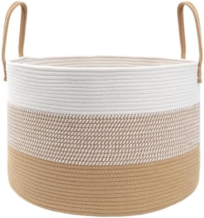 JMvicyroam 65L Extra Large Machine Washable Cotton Rope Blanket Basket by JMvicyroam