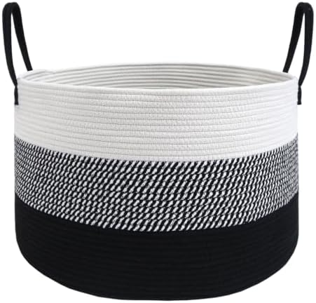 JMvicyroam 65L Extra Large Machine Washable Cotton Rope Blanket Basket by JMvicyroam