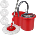 Spin Mop and Bucket with Wringer Set, 3 Mop Heads by GZDISBEK