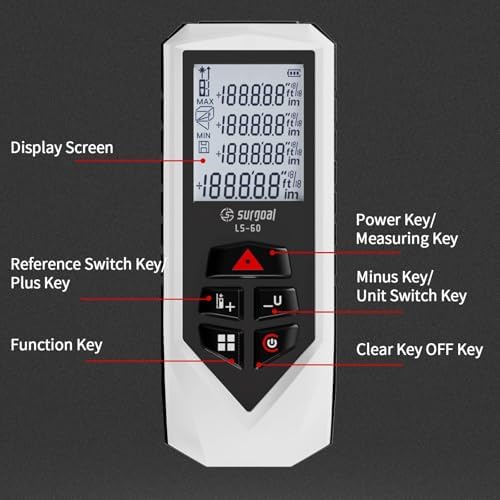 Laser Distance Measure Backlit LCD Measuring Tool 196FT - Image 2