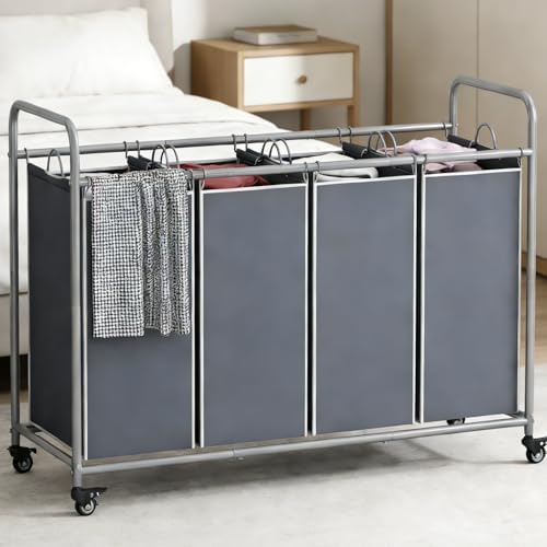 LINZINAR 4 Section Laundry Hamper, 180L Laundry Sorter - Image 2
