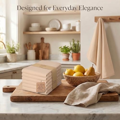 Urban Villa Kitchen Towels Cotton Dish Towels 20”x30” Beige - Image 5
