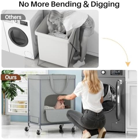 170L Large Laundry Basket with Wheels, Rolling Laundry Hamper Easy Access - Image 4