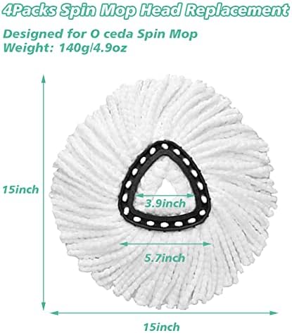 4PCS Spin Mop Replacement, 100% Microfiber, Machine Washable, 360° Rotation - Image 2