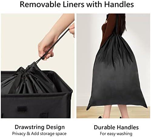 WOWLIVE 100L Black Laundry Hamper - Image 5