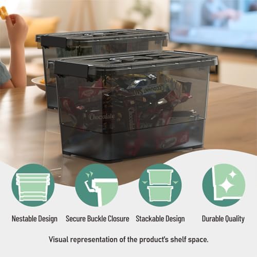 8-Pack Clear Black Plastic Storage Bins - Image 4