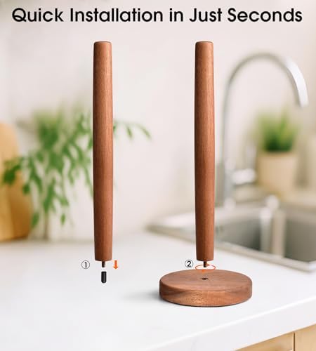 Acacia Wood Paper Towel Holder Stand – Wooden Kitchen Paper Towel Holder - Image 4