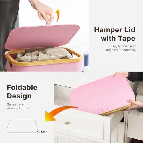 Bathola Laundry Hamper with Lid, Laundry Basket with Removable Bag - Image 4