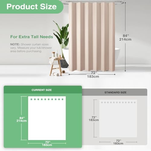 Dynamene Extra Long Waffle Shower Curtain 256 GSM Fabric 72"x84" Blush Pink - Image 3