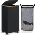 efluky Laundry Basket with Wheels, Tall Rolling Laundry Hamper with Lid and by efluky