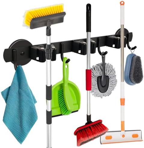 MUTUACTOR Heavy Duty Magnetic Broom Holder, Anti-slip Black Magnetic Tool by MUTUACTOR