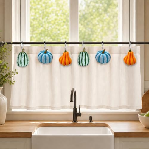 Pumpkin Shower Curtain Hooks Set of 12, Resin Farmhouse Fall Decor - Image 6
