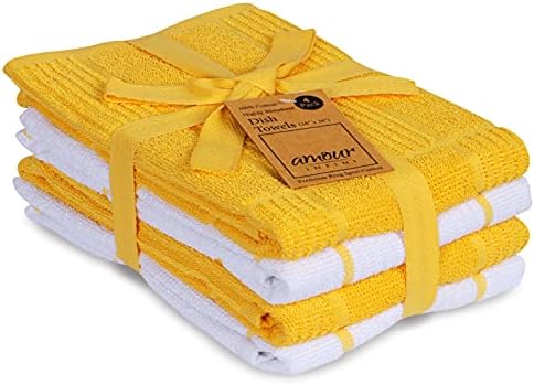 AMOUR INFINI Kitchen Towels Pack of 4, Terry Cotton Dish Towels, Ultra Absorbent by AmourInfini