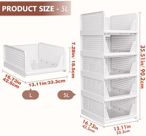 CTSNSLH 5 Pack Closet Organizers Stackable Storage Box - Image 2