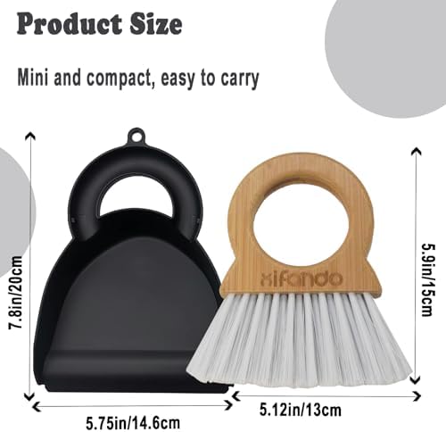 Mini Broom and Dustpan for Housekeeping-Bamboo Handle Small Broom and Dustpan - Image 2