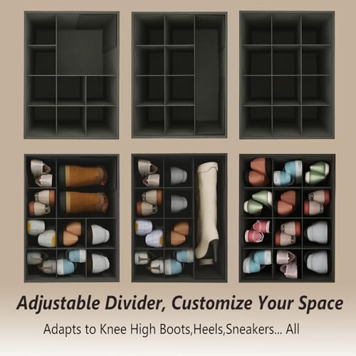 Adjustable Dividers Storage Ottoman Shoe Organizer Box - Image 4