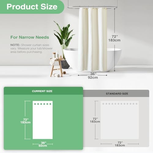 Dynamene Stall Waffle Shower Curtain 256 GSM Heavy Fabric 36x72 Cream/Ivory - Image 3